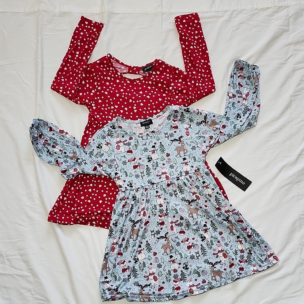 Charming Kids Casual Dress Set - Red and Blue - Picture 1 of 7